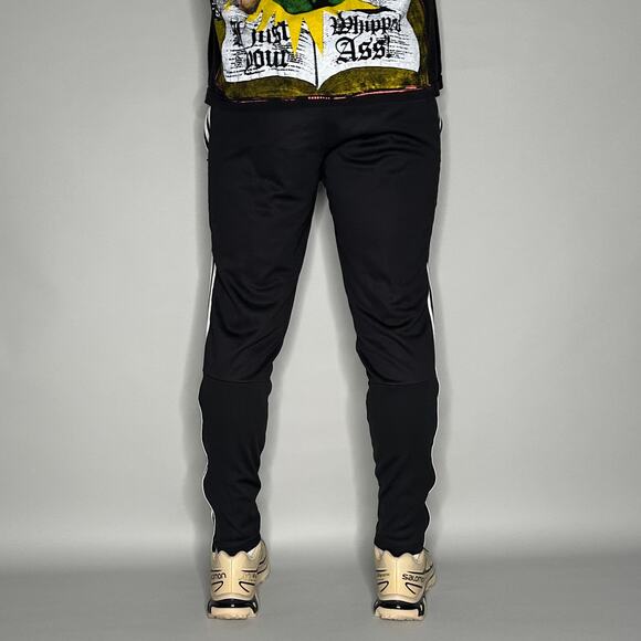 Vintage Y2K Adidas Sweatpants Mens S Slim Fit Black White 3 Stripes Joggers - Picture 3 of 4